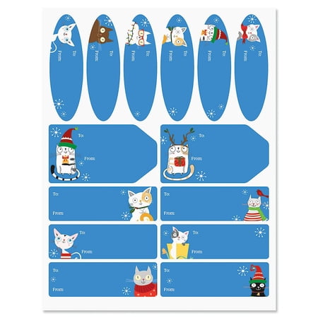 Current Christmas Cats Labels - Set of 42 Sticker Gift Tags