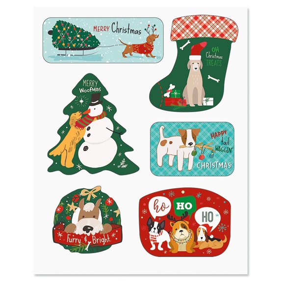 Current Christmas Dogs Refrigerator Magnets - Set of 6, Sizes Up to 4.5",