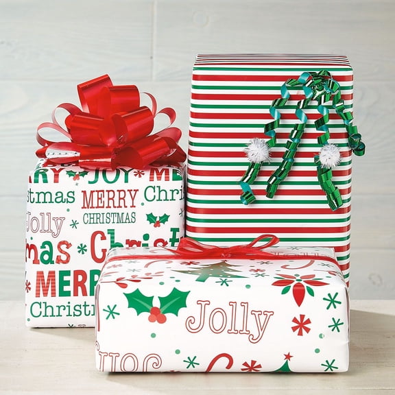 Current Christmas Multi-color Paper Gift Wrap Papers, (3 Rolls) 5.04 sq ft.