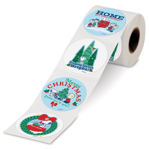 Current Classic PEANUTS rolled Stickers, 252 included, 4 festive designs, Printed in the USA,Great for Cards, Gifts, Party Favors and More