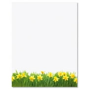 Current Daffodils Easter Letter Papers - Set of 25 Spring Floral Computer Stationery, 8 1/2" x 11", Easter Flyers, Invitations