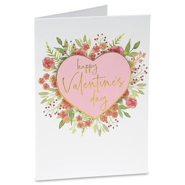 Current Deluxe Floral Heart Valentine Greeting Card - Single Card With White Envelope, Valentine Designs, 4 3/4 x 6 3/4” Card with Sentiments