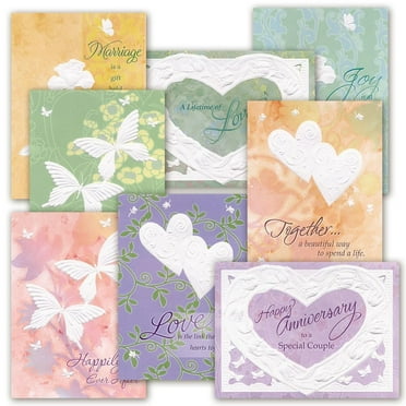 Current Deluxe Wedding Anniversary Card Value Pack, Set of 16, 8 Greeting Card Design Assortment