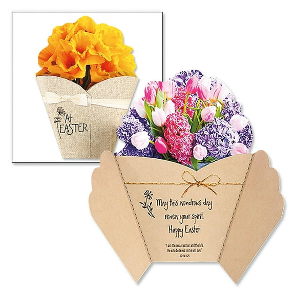 Current Die Cut Easter Bouquet Greeting Cards - Set of 8, Religious Happy Easter Cards