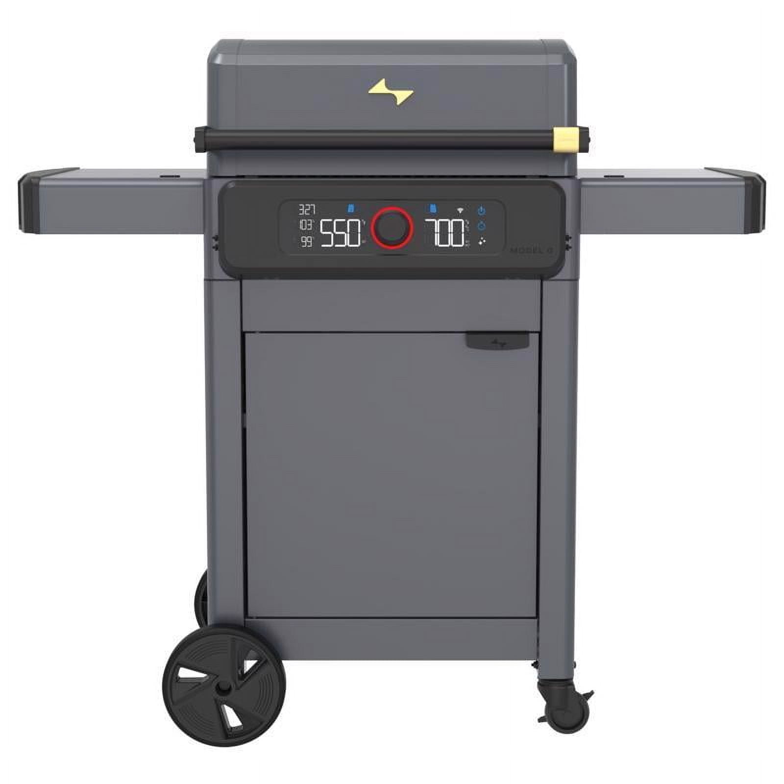 Slate Gray Dual-Zone Electric Grill with Steel Cabinet