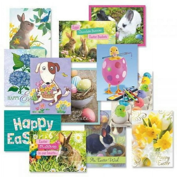 Current Easter Greeting Cards Value Pack - Set of 12, Large 5 by 7 inch cards with Sentiments