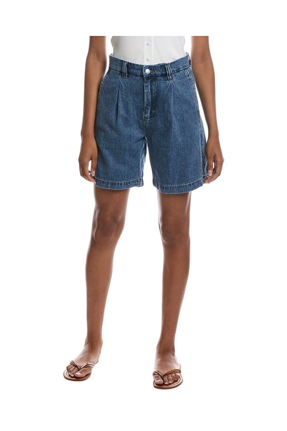 womens Pleated Denim Short, 29, Blue