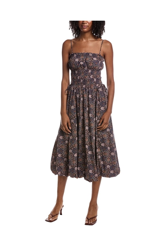 womens Square Neck Midi Dress, s, Navy