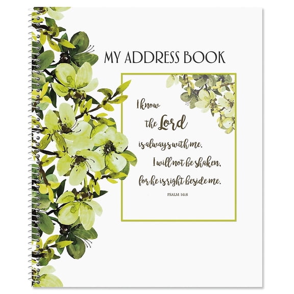 Current Religious Faith Large Print Address Book, 56 Pages, Big 7” x 8.5” Spiral Bound, Easy-To-Read Senior Logbook