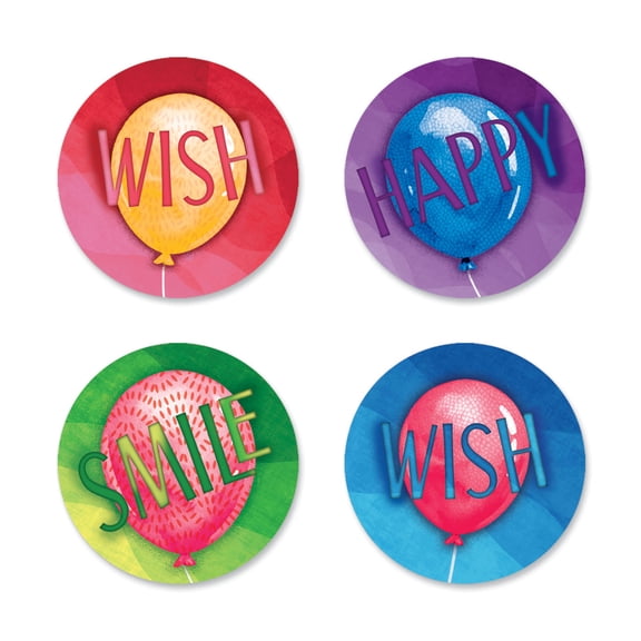 Current Festive Birthday Wishes Seals, Set of 24, 4 designs per set, 1.5" diameter, Great for Cards, Gifts, and Crafts
