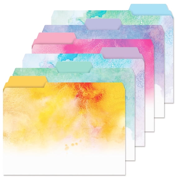 Current File Folders, Brushstrokes, Staggered Tabs, 9-1/2 x 11-3/4, Set of 24, Staggered Tabs