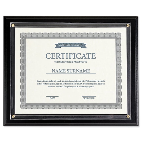 Current Flat Black Certificate Award Plaque - Slide-In 8.5" x 11" Certificate or Diploma, Wood Wall Frame, 11 inches by 13.5 Inches