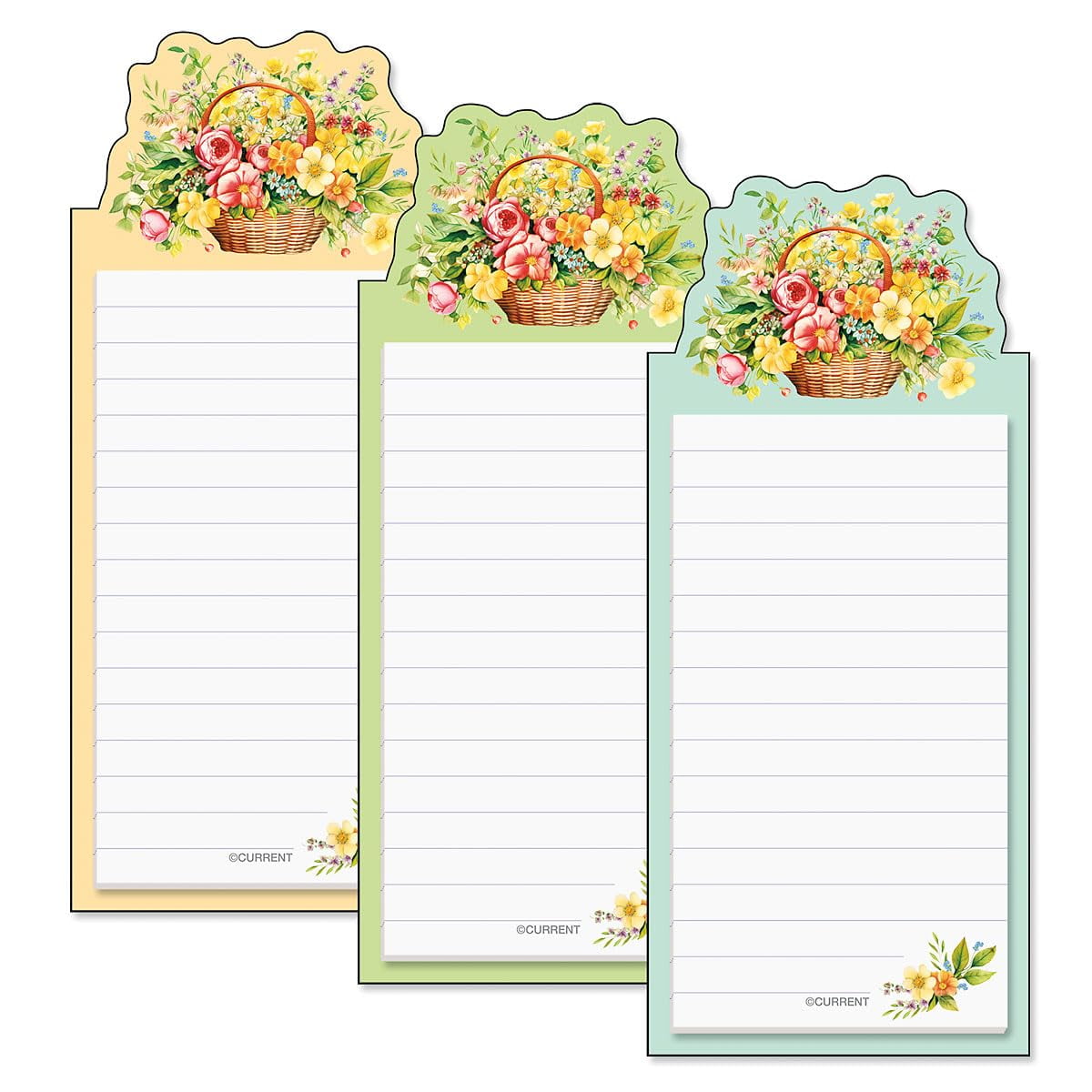 Current Flower Basket Die Cut Magnetic Notepad Set – Set of 3 Memo Pads ...