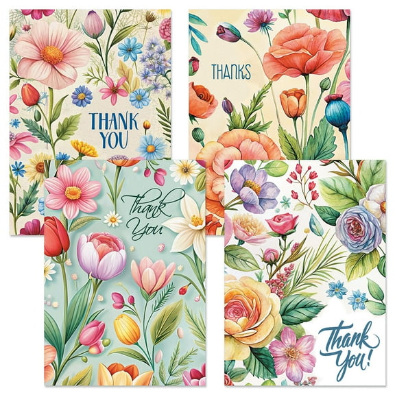 Current Flower Garden Thank You Cards - Set of 8, Large 5" x 7" Cards with Sentiments, Friendship, Thanks for Kindness