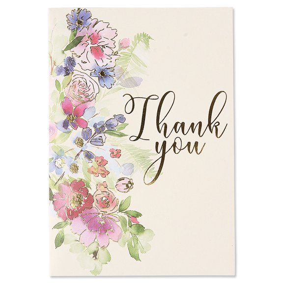 Current Fresh Garden Bouquet Deluxe Thank You Note Cards - Set of 16, 4" by 6" with envelopes, Give Thanks, Blank Inside, Printed in the USA