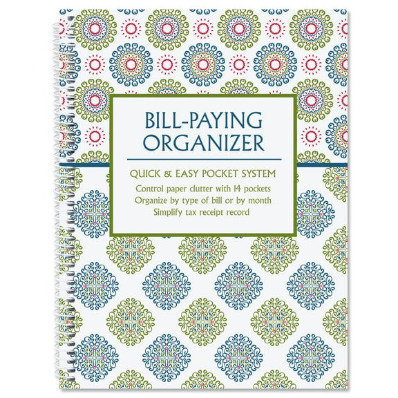 Current Fresh Patterns Bill Paying Organizer - Spiral Account Book, 9" by 12 inch, 14 File Folder Pockets, Receipt Storage