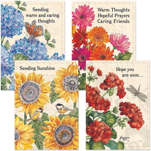 Current Full Bloom Get Well Greeting Cards - Set of 8, Large 5" x 7"