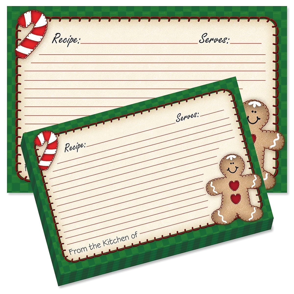 Current, Gingerbread Man Christmas Recipe Cards, 4 x 6, Set of 48 ...