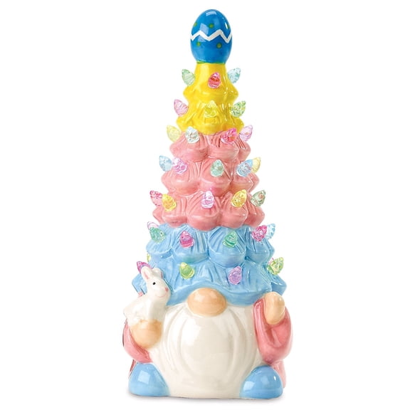 Current Gnome Bunny Tree, Ceramic, 10-1/4" T x 4-1/5" D, requires 2 AA batteries not included