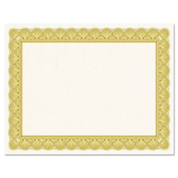 Current Gold Certificate on White Parchment Paper, Set of 25, 8-1/2" x 11" on 60 lb. text parchment paper, Laser and inkjet printer compatible, Printed in the USA