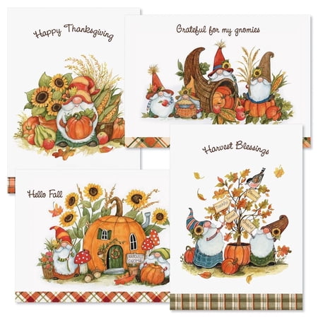 Current Grateful Gnomes Thanksgiving Greeting Cards, Set of 8, 5" x 7"