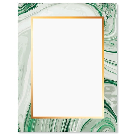 Current Green Marbled Swirl Letter Paper - Set of 25, Graduation Stationery Papers, 8 1/2" x 11"