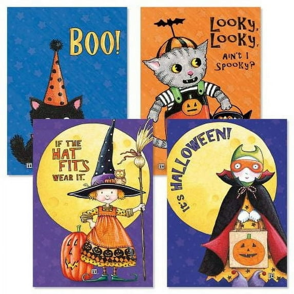 Current Halloween Greeting Cards by Mary Engelbreit© - Sets of 8 (2 Designs), 5 x 7" Cards, with Envelopes
