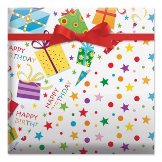 Happy Birthday Words with Dots Double-Sided Jumbo Rolled Gift Wrap, Giant  Roll Wrapping Paper 23 x 32' 