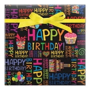 Current Happy Words Jumbo Roll Heavyweight Gift Wrap Paper, 61 sq ft., Happy Birthday Celebration Party Wrapping Paper