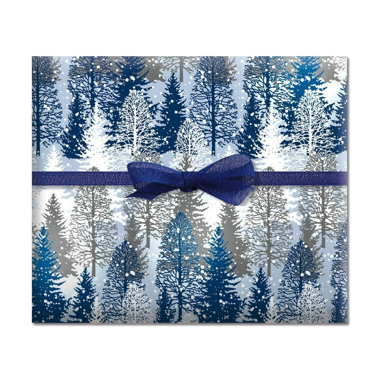 AnyDesign 12 Sheet Christmas Wrapping Paper Blue White Winter Gift Wrap  Paper Bulk Snowman Snowflakes Xmas Tree Art Paper, 27.6 x 19.7 Inch, Folded