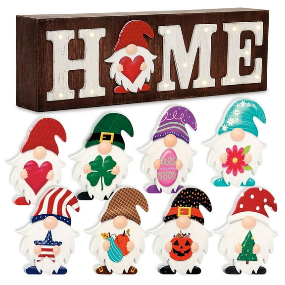 Current Holiday LED Light Gnome Home Table & Shelf Sitter Sign, Decorations