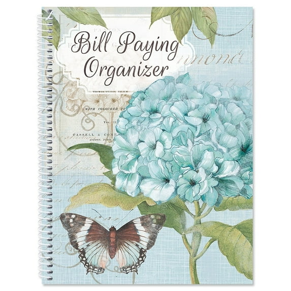 Current Hydrangea Bill Paying Organizer Book - 14 Receipt Pockets & Labels