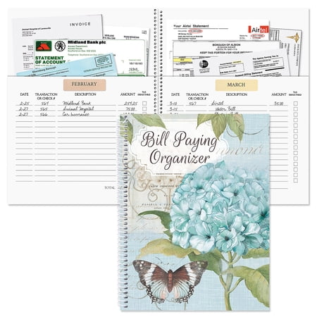 Current Hydrangea Bill Paying Organizer Book - 14 Receipt Pockets & Labels