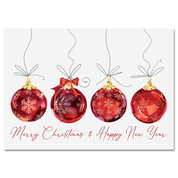 Current Joyful Ornaments Christmas Greeting Card Set - 18 Pack, 5 x 7" Folded Cards