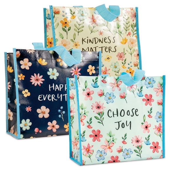 Current Kindness Medium Gift Tote Bags - Set of 3, 9 1/2 x 5 x 9"H, Reusable Durable Gift Bag, Lightweight, Eco-Friendly Gift Presentation, Any Occasion