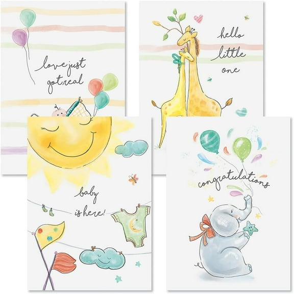 Current Little Miracle Baby Congratulations Greeting Cards - Set of 8, 5 x 7 inches, New Baby Cards