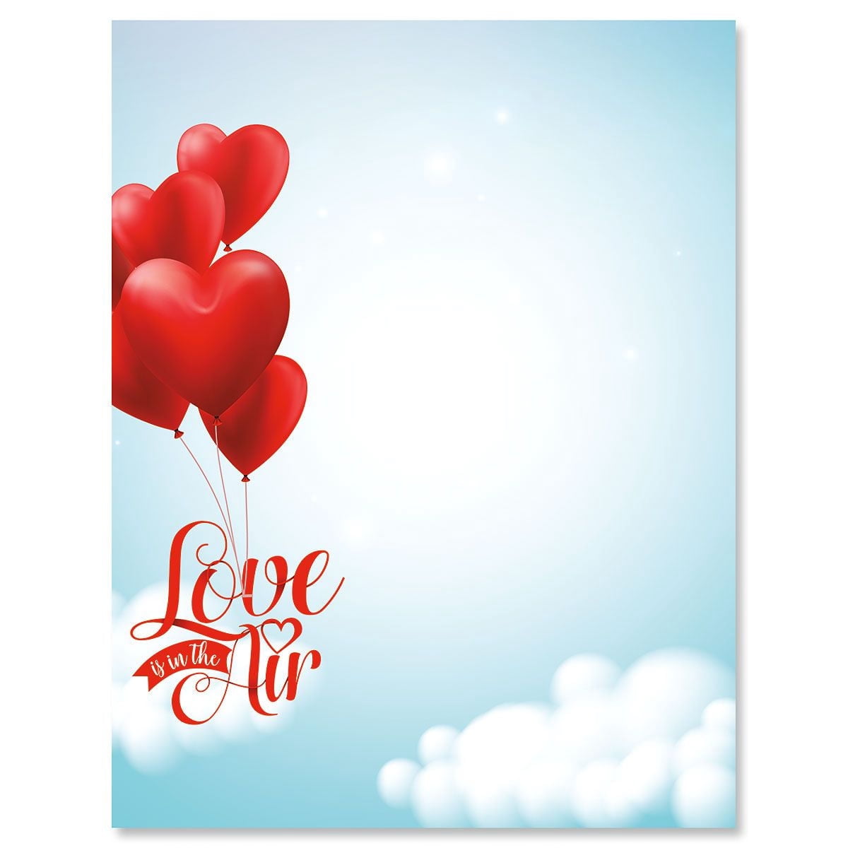 Red Velvet Hearts Letterhead Paper - 25 Sheets, 8.5x11", 28lb Premium, Laser & Inkjet Printer Compatible (Valentine's Day)