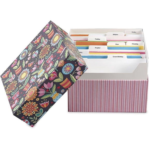 Current Mary Engelbreit Card Greeting Organizer Box - 7" x 9" x 9-1/2", Stores 140+ Cards
