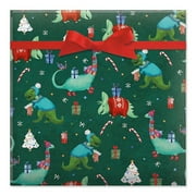 Current Merry Dinosaurs Jumbo Christmas Rolled Gift Wrap, Premium Semi-Gloss 23-Inch x 32-Foot Wrapping Paper Roll, 61 Square Feet Total