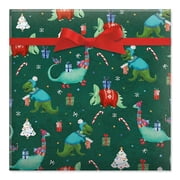 Current Merry Dinosaurs Jumbo Christmas Rolled Gift Wrap, Premium Semi-Gloss 23-Inch x 32-Foot Wrapping Paper Roll, 61 Square Feet Total