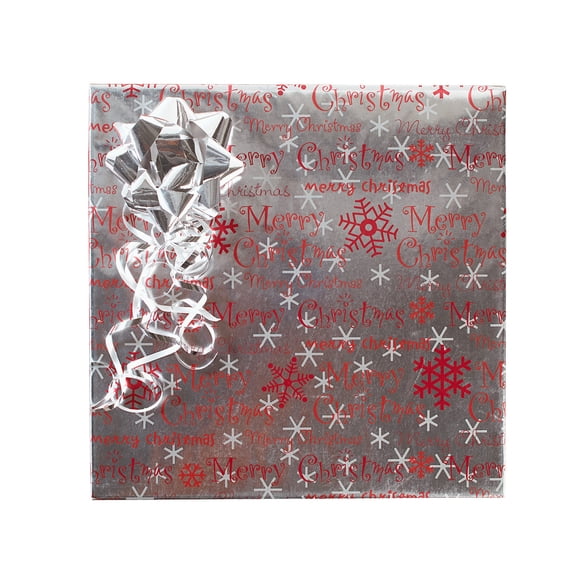 Current Christmas Script Metallic Foil Rolled Gift Wrap - Heavyweight, 1 Jumbo Roll, 23" x 20'