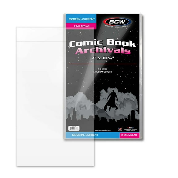 10 packs of 50 (500) BCW 7" x 10 " Current/Modern Age Comic Book 2-MIL Mylar Archivals