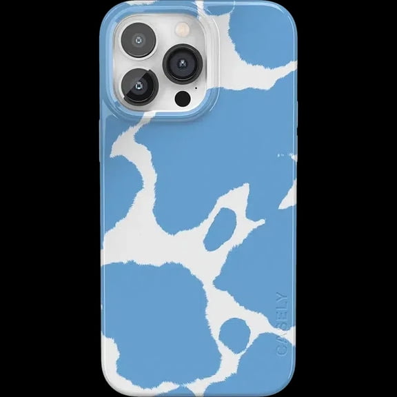 Current Mood Blue Cow Print Phone Case 17 16 15 14 13 12 11 Pro Max