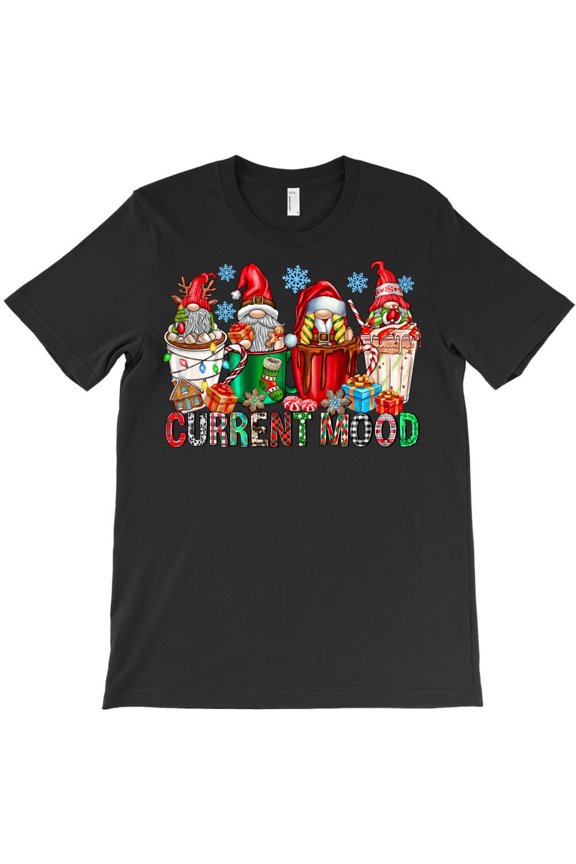 Current Mood Coffee Cups Funny Gnome Holiday Graphic K2641 Unisex T-Shirt – Extended Sizes Up to 5XL