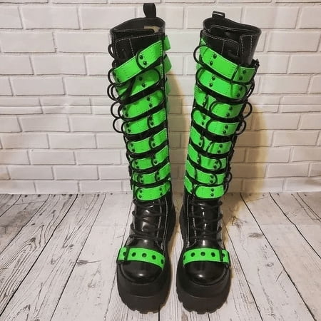Current Mood Goth Emo Knee high Combat Boots 7