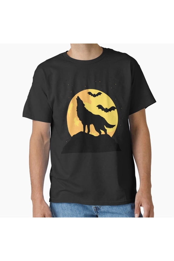 Current Mood Wolf Inspired Minimal Night Creature Illustration Unisex T-Shirt, up to size 5XL