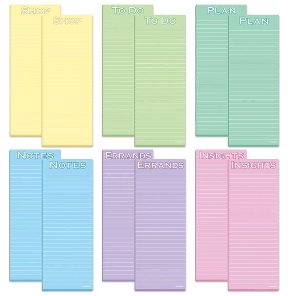 Current Multi-task Shopping List Pads, Set of 12, 2 each of 6 designs