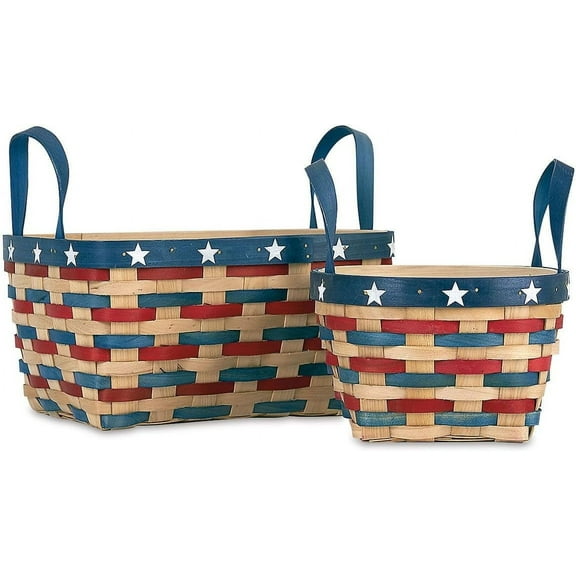 Current Patriotic Baskets Set of 2 with Durable Woven Bamboo Handles