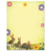 Current Photo Bunnies Easter Letter Papers - Set of 25 Spring Computer Stationery, 8 1/2" x 11"