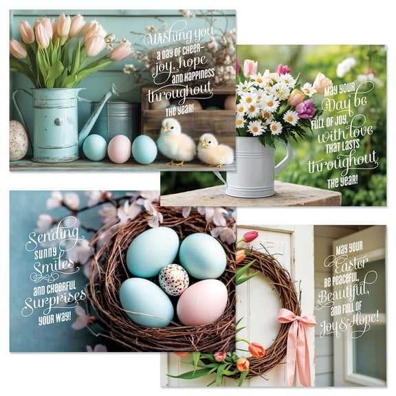 Current Photo Greetings Easter Cards, Set of 8, 2 each of 4 designs, Envelopes included, For Kids & Adults, Large 5" x 7" , Printed in the USA